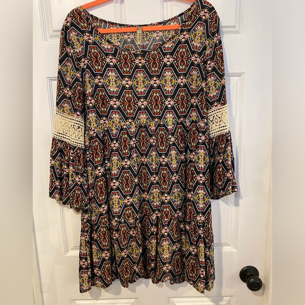 Entro Medium Bell Sleeve Boho Festival Dress